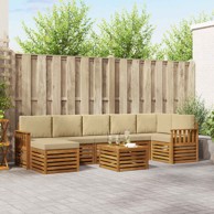 Set sofa s jastukom 8 kom čvrsto drvo akacije, prirodna i bež
