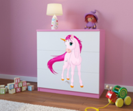 Dječja komoda Jednorog 2, roza, 80×80×41 cm