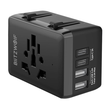 BLITZWOLF Adapter BW-TA1, 4-u-1 putnički, 2×USB + USB-C + PD 20W