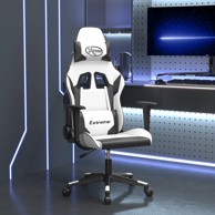 Masažna gaming stolica bijelo-crna od umjetne kože