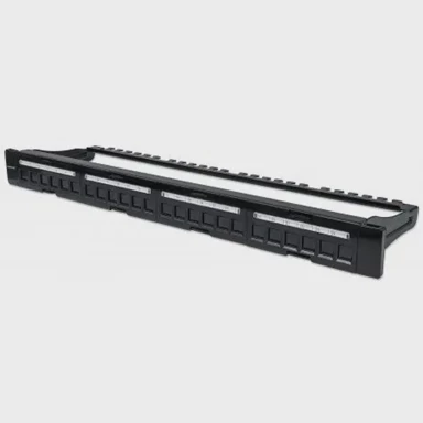 UNKNOWN Patch panel, prazan, 24 porta, 1U, crni, 720427