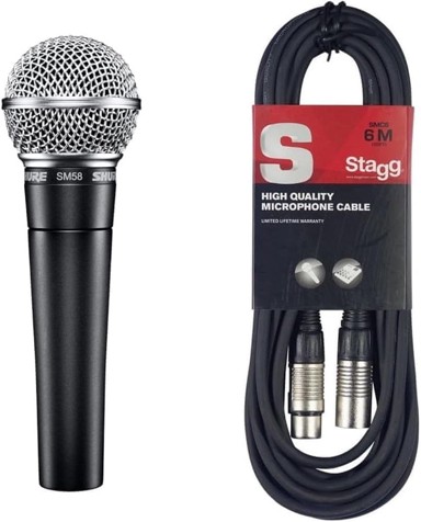 SHURE Dinamički vokalni mikrofon SM58-S s prekidačem i Stagg XLR kabelom