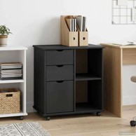 Mobilni ormar, čvrsto borovo drvo, 63.5 x 39 x 65.5 cm, siva