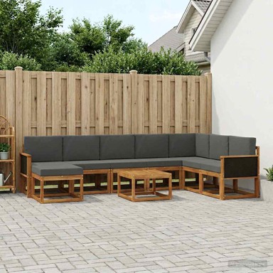 Set vanjskih sofa, 9 kom, 59 x 59 x 37 cm, čvrsto drvo akacije, prirodna i antracit