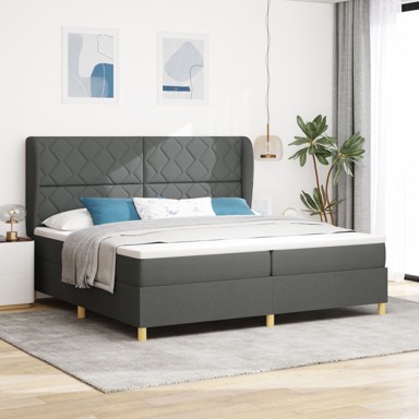 Box spring krevet s madracem 200x200 cm, tkanina, tamnosivi