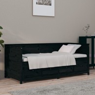 Dnevni ležaj crni 75x190 cm od masivne borovine