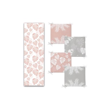 MILA HOME Nadstolnjak i set jastuka za sjedenje, 5 kom Tropical Leaves