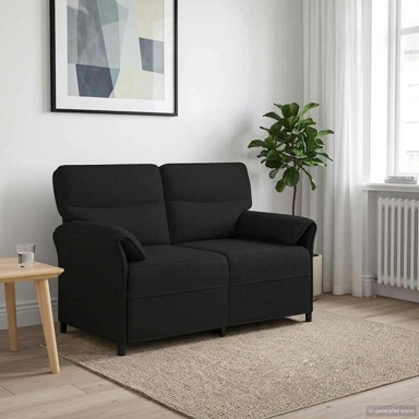Sofa, 2-sjed, 120 cm, 100% poliester, metalna konstrukcija, MDF, šperploča, crna