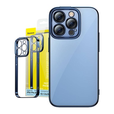 BASEUS Maskica, iPhone 14 Pro, Glitter Transparent, kaljeno staklo, plava