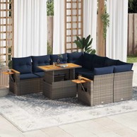 9-dijelni set vrtnih sofa, od poliratana, s jastucima, sivi