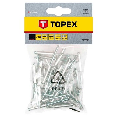 TOPEX Zakovice aluminijske, 4 × 10 mm, 50 kom