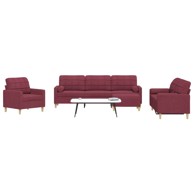 4-dijelni set sofa s tabureom i jastucima boja vina tkanina, boja crnog vina