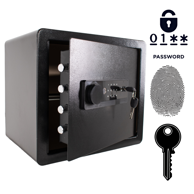 NIKCORP Oklopni kućni biometrijski sef, otisak prsta i šifra, dimenzije 36 × 40 × 30 cm, čelik, crna