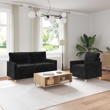 Set sofa 2 kom, crni, poliester
