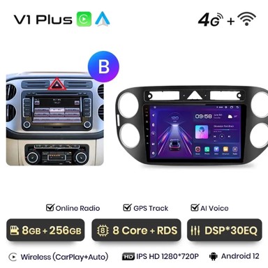 Autoradio uređaj, Android Auto za VW Tiguan 1 NF (2006–2016), V1 Plus, 8GB/256GB, B