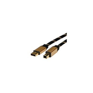 ROLINE GOLD USB2.0 kabel TIP A/B M/M, 1.8m, crno/zlatni