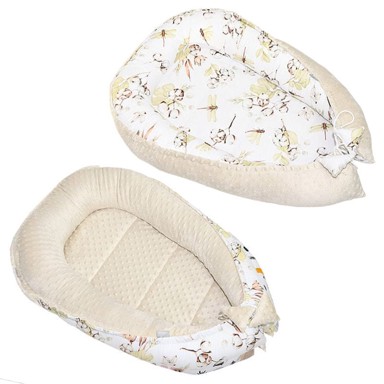 Dvostrana povijalica za bebe Cocoon BABY STAR, minky, bež s pamučnim cvijetom