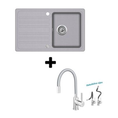 SHR Set sudoper Tera 20 + slavina Flexy, svijetlo siva