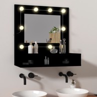 Ormarić s ogledalom i LED svjetlima crni 60 x 31,5 x 62 cm