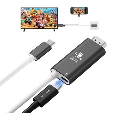 Switch 2 Dock, prijenosna priključna stanica za Nintendo Switch, 4K HDMI, 100 W PD, 2 m kabel