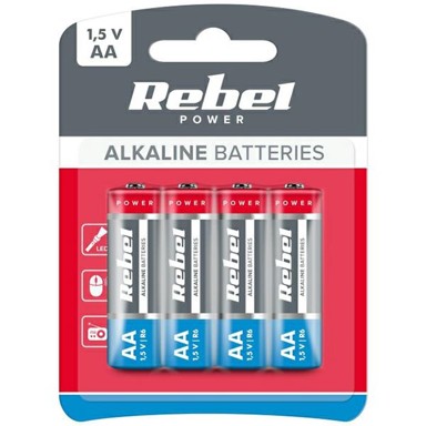 REBEL Alkalne baterije AA LR6, 4 kom.