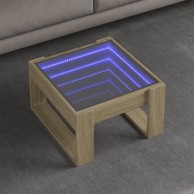 Stolić s beskonačnim LED svjetlima 50x53x30 cm, boja hrasta