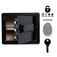 NIKCORP Kućni biometrijski sef, otisak prsta i šifra, dimenzije 30 × 35 × 30 cm, čelik, crna