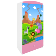 Dječji ormar Safari, rozi, 181×90×52 cm