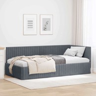 Kutni okvir kreveta s uzglavljem, 100 x 200 cm, baršun, tamno sivi