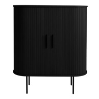 UNIQUE FURNITURE Crna vitrina za vino u dekoru hrasta s kliznim vratima, 100x118x40 cm Nola