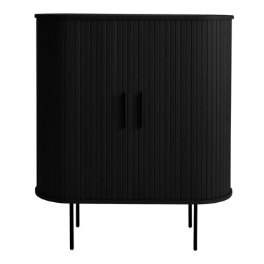 UNIQUE FURNITURE Crna vitrina za vino u dekoru hrasta s kliznim vratima, 100x118x40 cm Nola