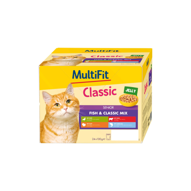 MULTIFIT Cat Senior Classic riba u želeu, multipack 24 x 100 g