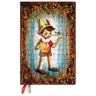PAPERBLANKS Planer tjedni 2027-9 × 13,5 cm-mini s gumicom Carlo Collodi, Pinocchio Flexi FE1995-5
