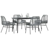 Vrtna garnitura, 5-dijelni set s jastucima poliratan i staklo, 140 x 70 x 74 cm, siva