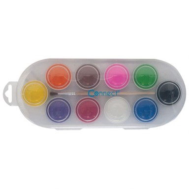 CONNECT Vodene boje s kistom, Ø 40 mm, 10 boja