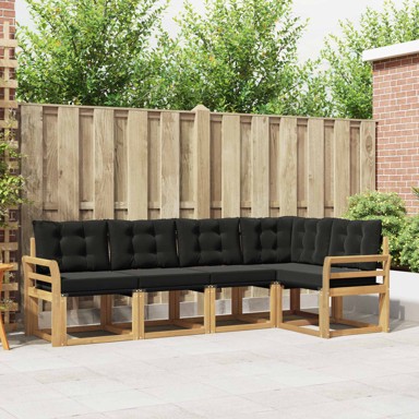 Set vanjskih sofa 5 kom, čvrsto drvo akacije i textilene