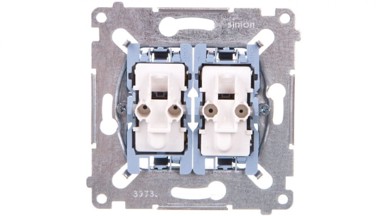 SIMON 54 Dvostruki prekidač za stepenice s osvjetljenjem, 10AX 250V mehanizam, brzi konektori, SW6/2XLM