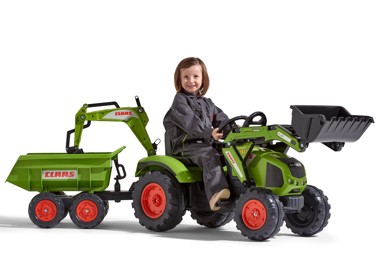 FALK Traktor na pedale Claas s prikolicom, žlicom i buldožerom