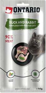 ONTARIO Poslastica za mačke 3×5 g, pačetina i kunić