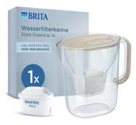 BRITA vrč za filtriranje vode Style Essential XL s filtrom Maxtra Pro Pure Performance, bež
