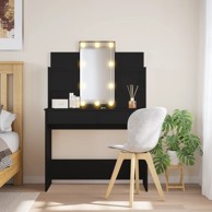 Toaletni stolić s LED svjetlima crni 96 x 40 x 142 cm