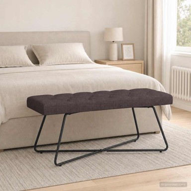 Klupa s gumbastim tkanjem 110 x 40 x 46 cm, tkanina, tamnosmeđa