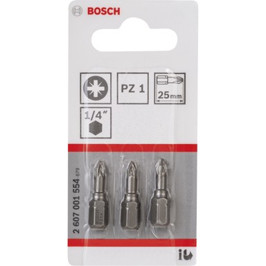 BOSCH 3kom bit izvijača ExtraHard, PZ1, 25mm - 2607001554