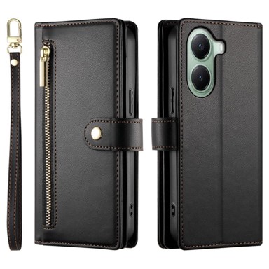 Preklopna futrola za Xiaomi Poco X7 Pro 5G, novčanik s patentnim zatvaračem, crna