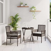 Set za bistro vrt s jastucima od poli ratana, smeđi