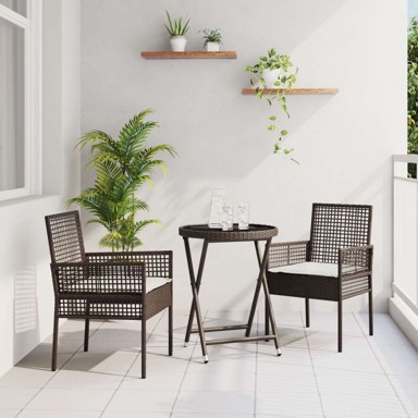 Set za bistro vrt s jastucima od poli ratana, smeđi