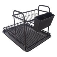 ORION Crni metalni dvoetažan ocjeđivač za posuđe 42,5x32 cm Radka