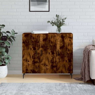 Komoda 90 x 34 x 80 cm, konstruirano drvo, dimljeni hrast