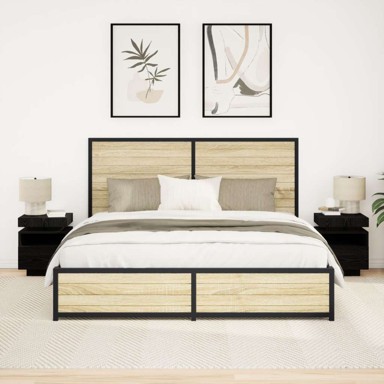 Noćni ormarić s LED svjetlima, 2 kom, 40x39x48,5 cm, crni hrast