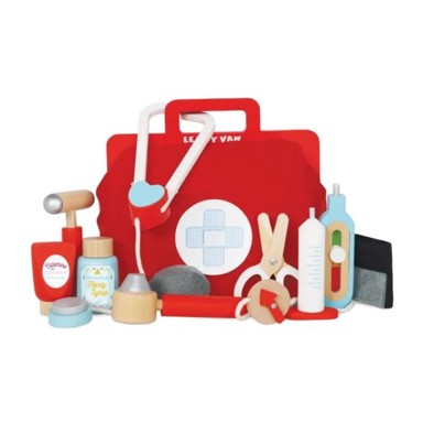 Doktorski set u torbi, drveni dodaci, +3 godine